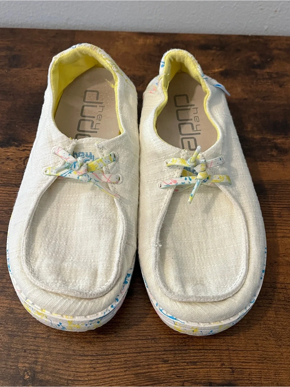 Hey Dude Kids Cream Canvas Sugar Vibe Shoes Size 2